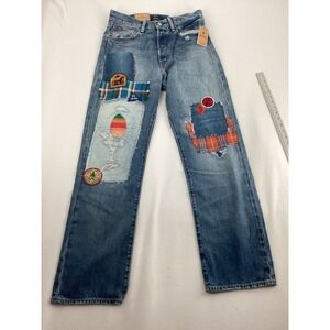 Polo Ralph Lauren Relaxed Straight Patchwork Jeans Mens 28 Button Fly Distressed